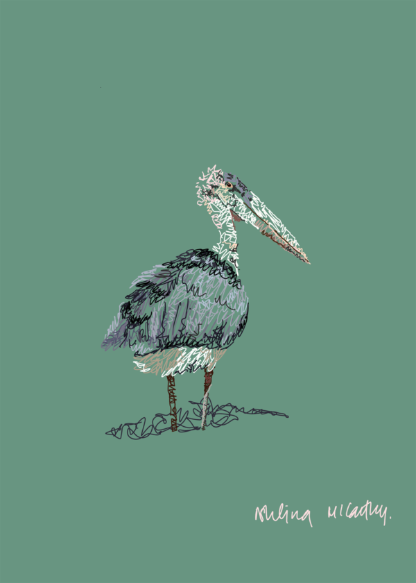 a digital print marabou stork